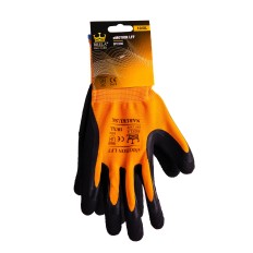 eMOTION LFF oranžové pracovné rukavice, elastický úplet máčaný v latexovej pene