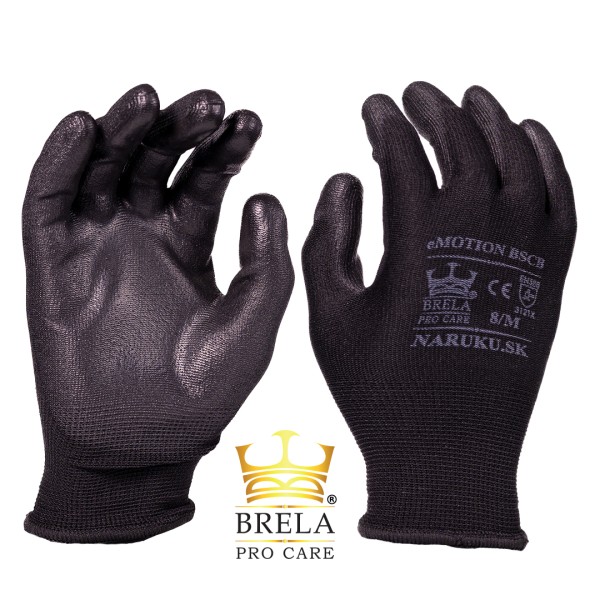 eMOTION BSCB čierne pracovné polyuretánové rukavice