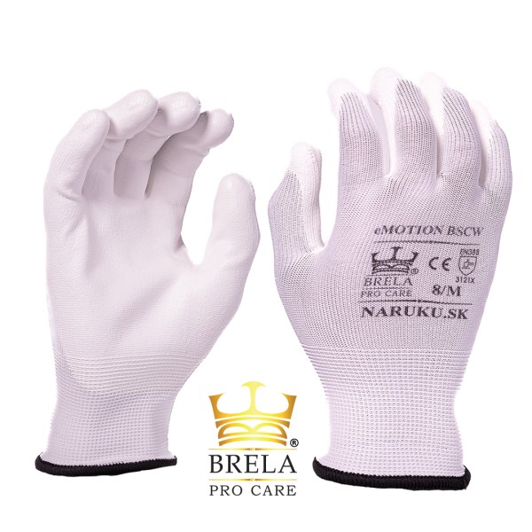 eMOTION BSCW biele pracovné polyuretánové rukavice